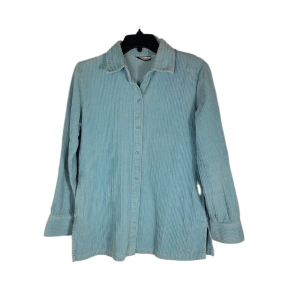 Croft & Barrow women's shirt corduroy shacket side pockets‎ pastel mint size S - Picture 1 of 15